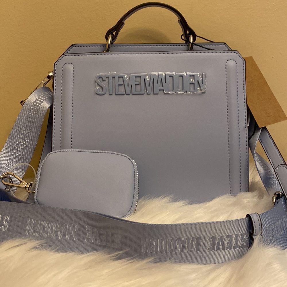 NWT Steve Madden (Bevelyn) Crossbody Bag w/Airpod Pouch - Blue Glaze - New Color - Picture 8 of 14